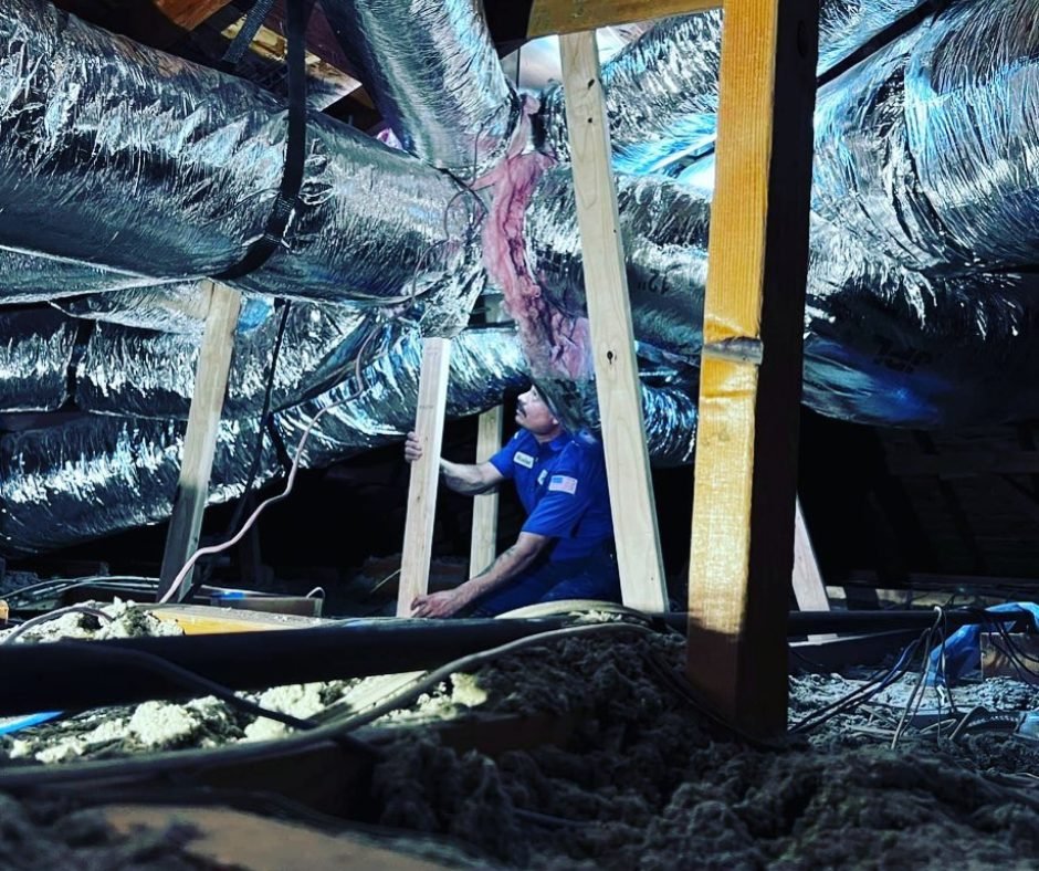 Air duct installation in a Fresno home