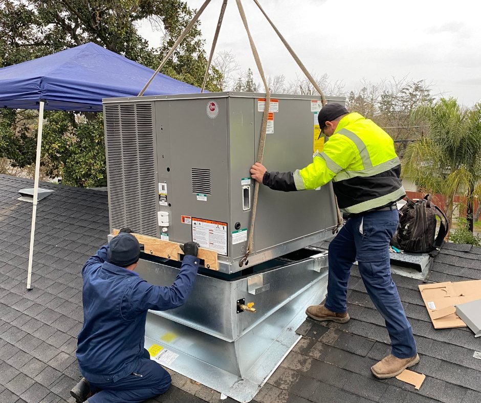 Costless crew installing a new heating system in Fresno